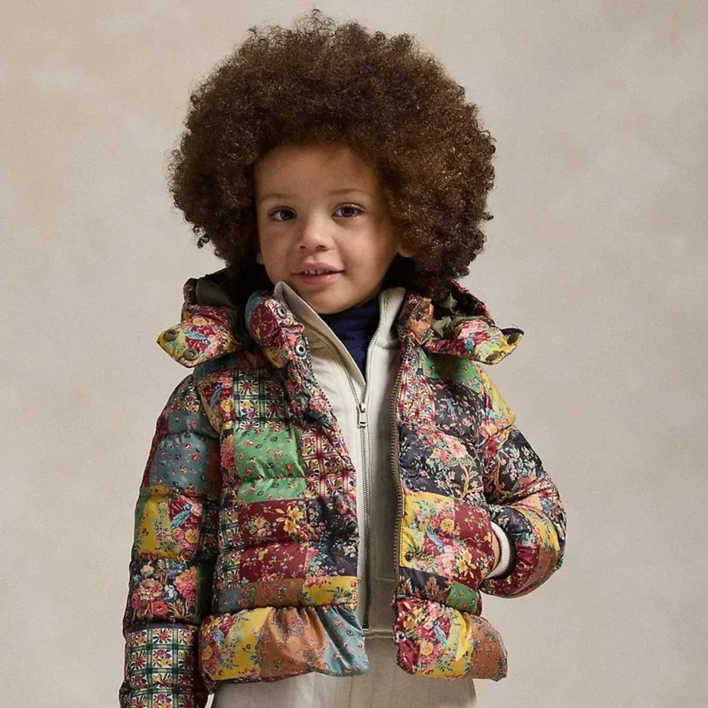 Ralph Lauren Kids Patchwork Floral Puffer Jacket in Multicolor